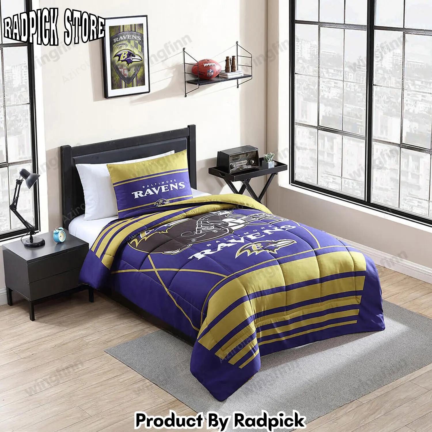 Radpick baltimore ravens 3pcs bedding set duvet cover and pillow cases 1567 rp3278510